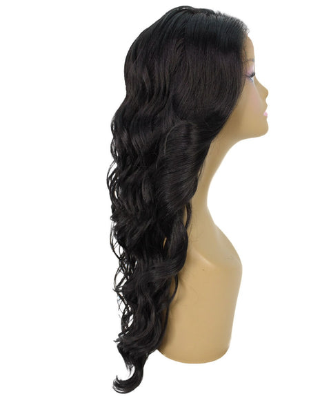 Asana Natural Black Long Wavy Lace Front Wig
