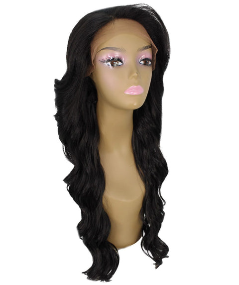 Asana Natural Black Long Wavy Lace Front Wig