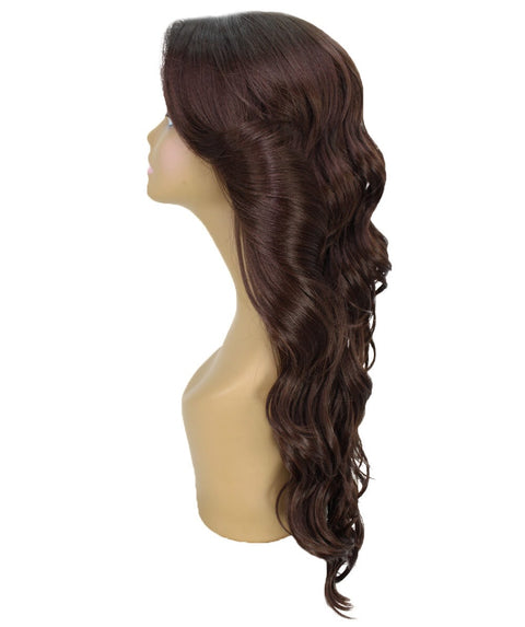 Asana Medium Brown Long Wavy Lace Front Wig