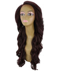Asana Deep Red and Black Blend Long Wavy Lace Front Wig