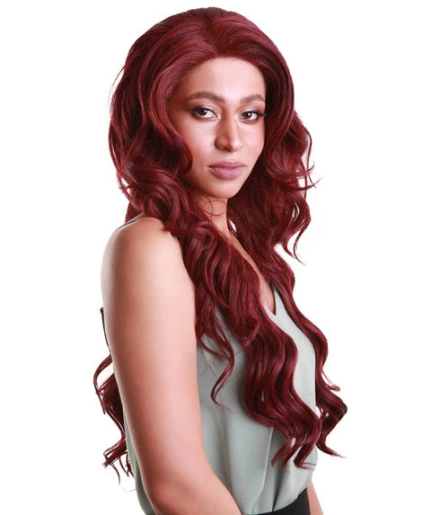 Asana Deep Red Long Wavy Lace Front Wig