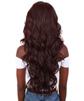 Asana Medium Red and Black Blend Long Wavy Lace Front Wig
