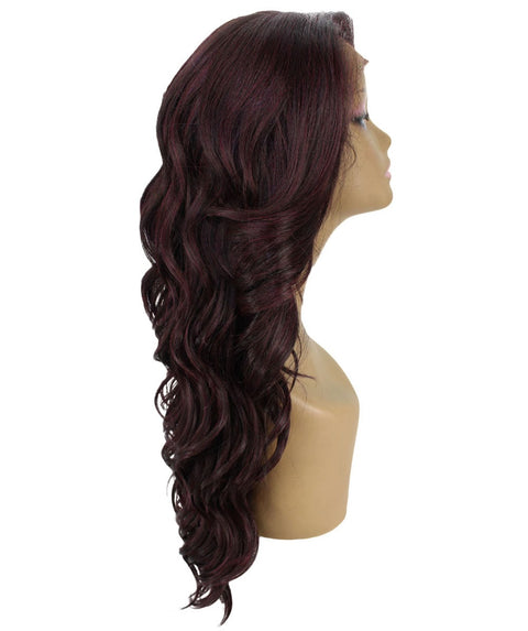 Asana Medium Red and Black Blend Long Wavy Lace Front Wig