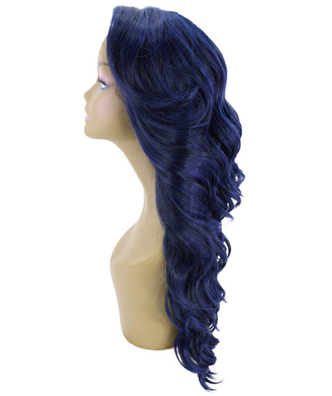 Asana Blue and Black Blend Long Wavy Lace Front Wig