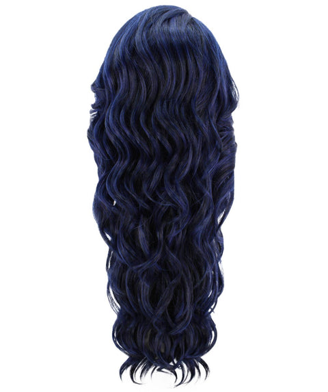 Asana Blue and Black Blend Long Wavy Lace Front Wig