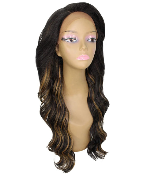 Asana Black with Golden Long Wavy Lace Front Wig