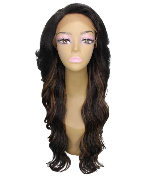 Asana Black with Caramel Long Wavy Lace Front Wig