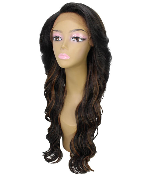 Asana Black with Caramel Long Wavy Lace Front Wig