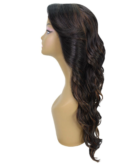 Asana Black with Caramel Long Wavy Lace Front Wig