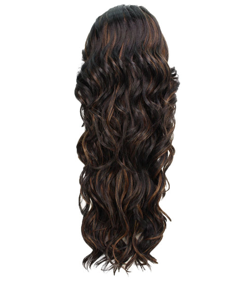 Asana Black with Caramel Long Wavy Lace Front Wig