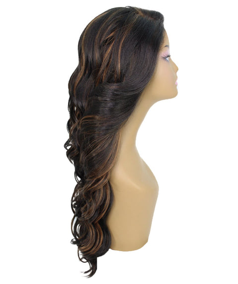 Asana Black with Caramel Long Wavy Lace Front Wig