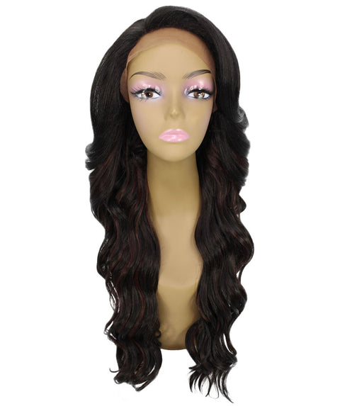 Asana Black with Aubum Long Wavy Lace Front Wig