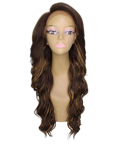 Asana Brown with Golden Long Wavy Lace Front Wig