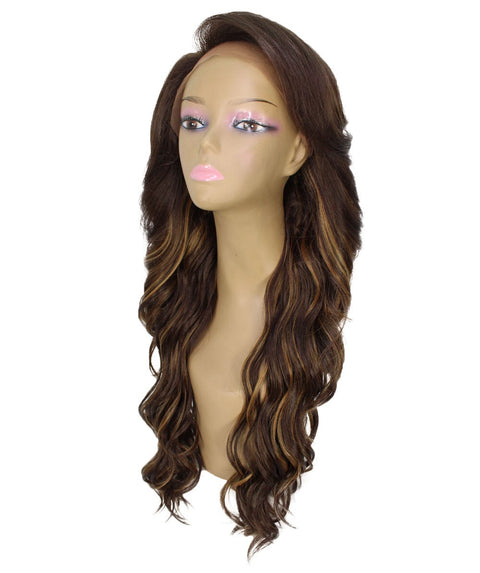Asana Brown with Golden Long Wavy Lace Front Wig
