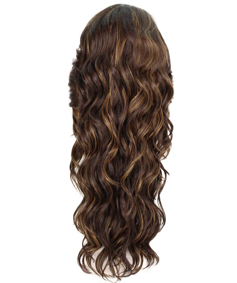 Asana Brown with Golden Long Wavy Lace Front Wig