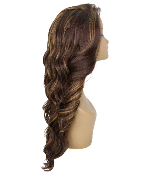 Asana Brown with Golden Long Wavy Lace Front Wig