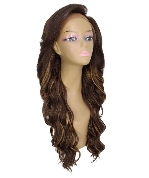 Asana Brown with Golden Long Wavy Lace Front Wig