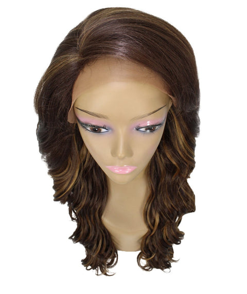 Asana Brown with Golden Long Wavy Lace Front Wig