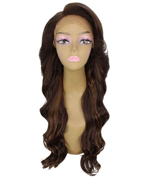Asana Brown with Caramel Long Wavy Lace Front Wig