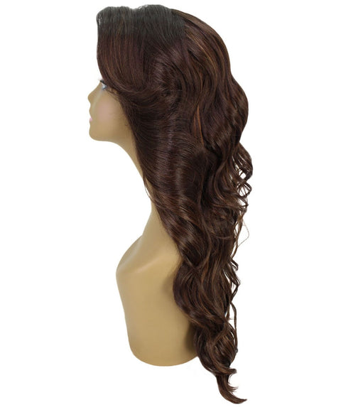 Asana Brown with Caramel Long Wavy Lace Front Wig