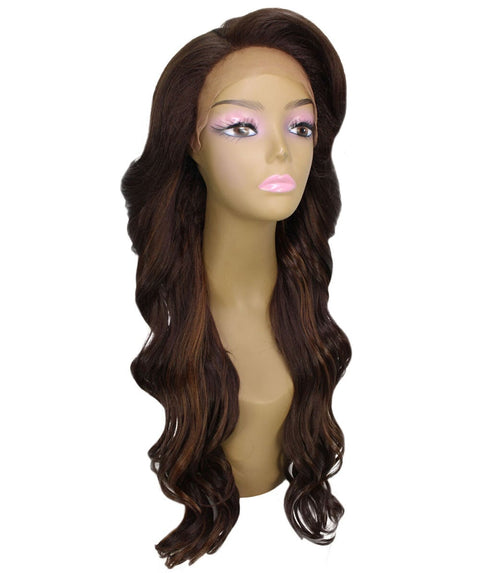 Asana Brown with Caramel Long Wavy Lace Front Wig