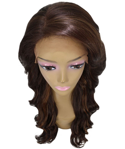 Asana Brown with Caramel Long Wavy Lace Front Wig