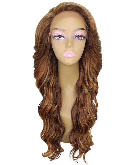 Asana Light Brown Blend Long Wavy Lace Front Wig