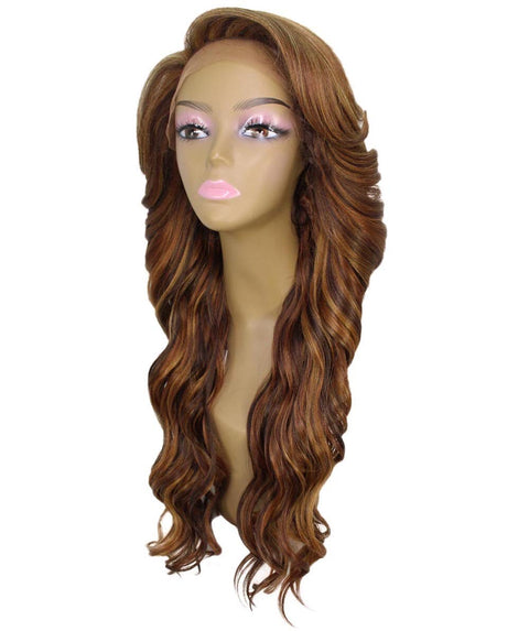 Asana Light Brown Blend Long Wavy Lace Front Wig