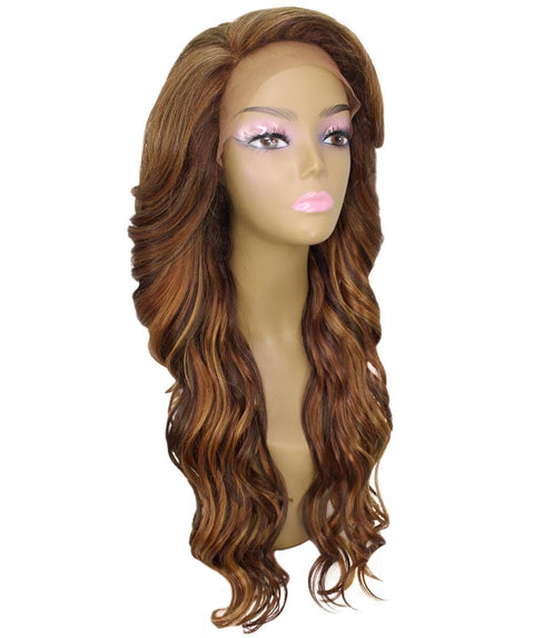 Asana Light Brown Blend Long Wavy Lace Front Wig