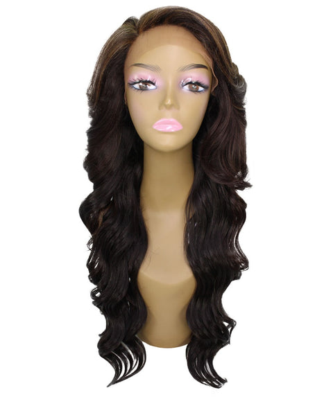 Asana Carmel Brown Blend Long Wavy Lace Front Wig