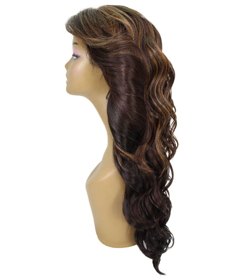 Asana Carmel Brown Blend Long Wavy Lace Front Wig
