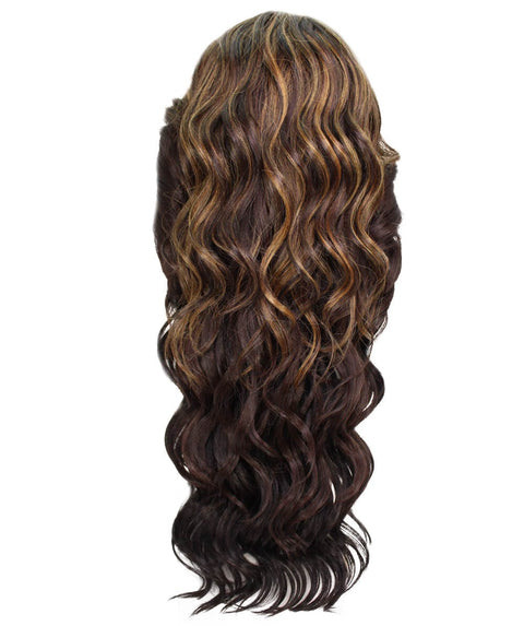 Asana Carmel Brown Blend Long Wavy Lace Front Wig