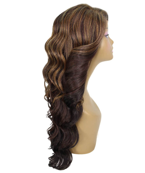 Asana Carmel Brown Blend Long Wavy Lace Front Wig