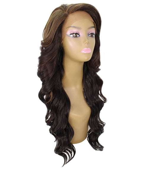 Asana Carmel Brown Blend Long Wavy Lace Front Wig