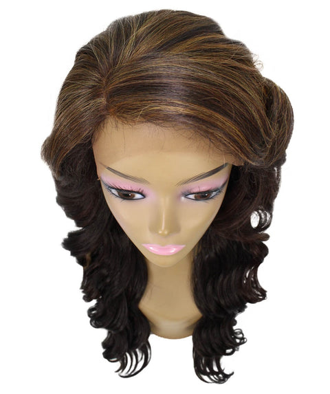 Asana Carmel Brown Blend Long Wavy Lace Front Wig