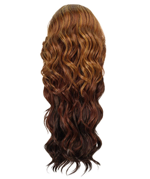 Asana Copper Aubum Blend Long Wavy Lace Front Wig