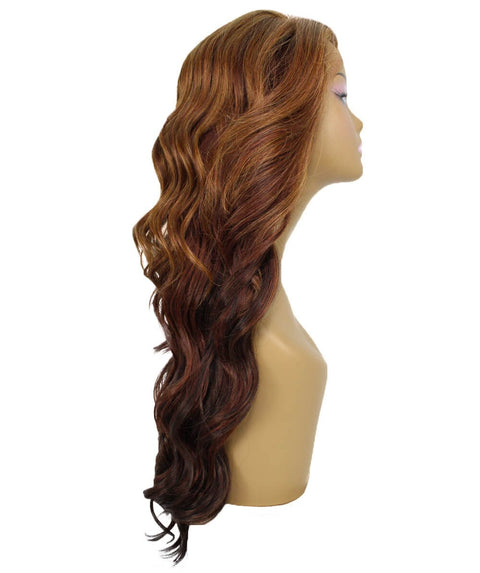 Asana Copper Aubum Blend Long Wavy Lace Front Wig