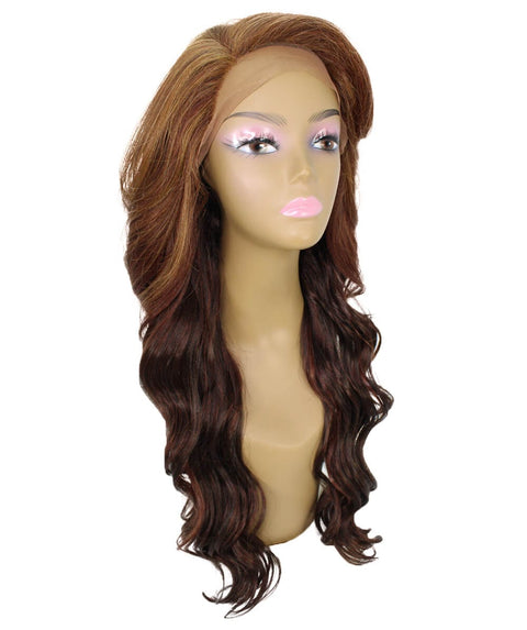 Asana Copper Aubum Blend Long Wavy Lace Front Wig
