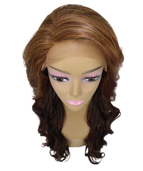 Asana Copper Aubum Blend Long Wavy Lace Front Wig