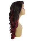 Asana Deep Red Over Medium Red Long Wavy Lace Front Wig