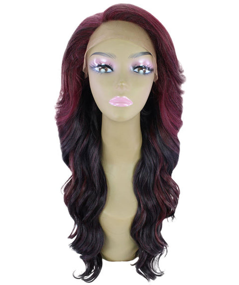 Asana Medium Red Long Wavy Lace Front Wig