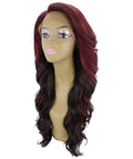 Asana Medium Red Long Wavy Lace Front Wig