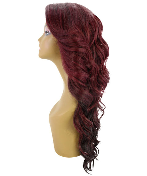 Asana Medium Red Long Wavy Lace Front Wig
