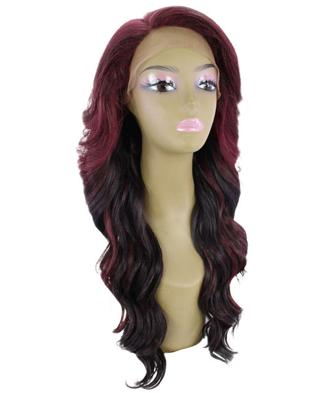 Asana Medium Red Long Wavy Lace Front Wig