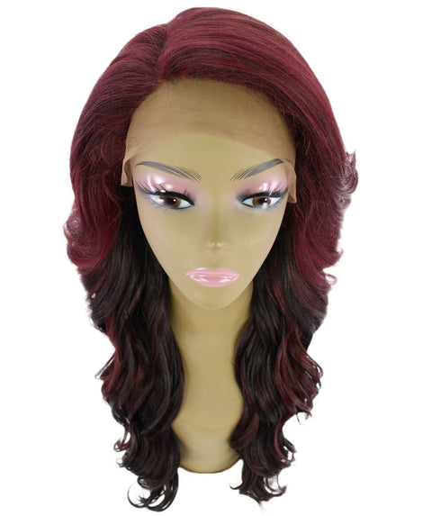 Asana Medium Red Long Wavy Lace Front Wig