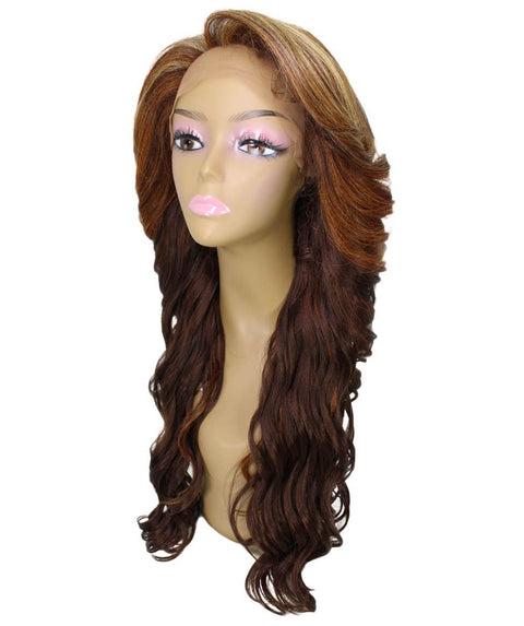 Asana Aubum Brown Blend Long Wavy Lace Front Wig
