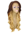 Asana Medium Brown over Blonde Long Wavy Lace Front Wig