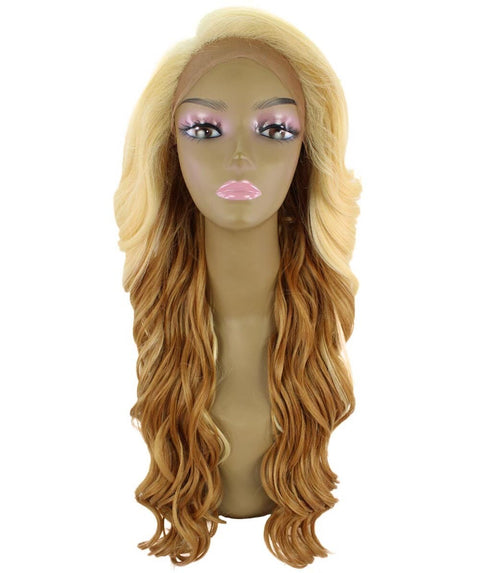 Asana Golden Dark Blonde Long Wavy Lace Front Wig