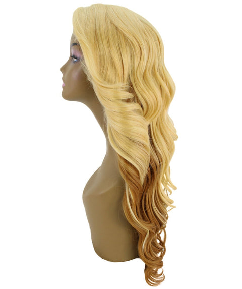 Asana Golden Dark Blonde Long Wavy Lace Front Wig
