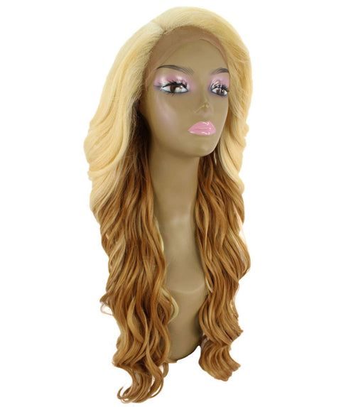 Asana Golden Dark Blonde Long Wavy Lace Front Wig